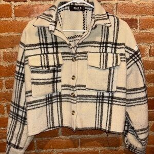 Blue B button up cropped jacket